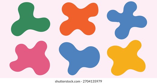 Patrón de Formas orgánicas abstractas coloridas sobre fondo claro. diseño dinámico de blobs líquidos