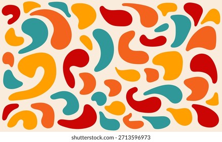 Padrão de formas orgânicas abstratas coloridas. Design de padrão de bolha colorido retrô