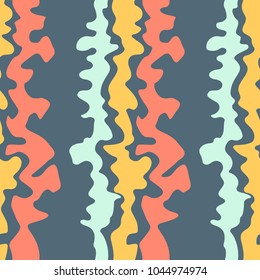 Colorful abstract ornament. Elements on dark blue background. Vector seamless pattern.
