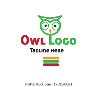 Colorful abstract owl art logo vector illustration with dummy text and tagline. Owl logo ready to use on white background.