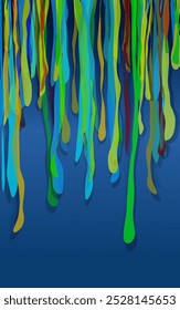 pintura abstrata colorida que derrete em um fundo de gradiente azul