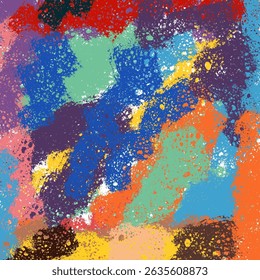 Colorful abstract painting, splash of color on canvas. Digital painting art.