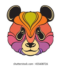 Colorful abstract panda. Vector animal illustration can be used as design for logo, tattoo, t-shirt, bag, poster, postcard