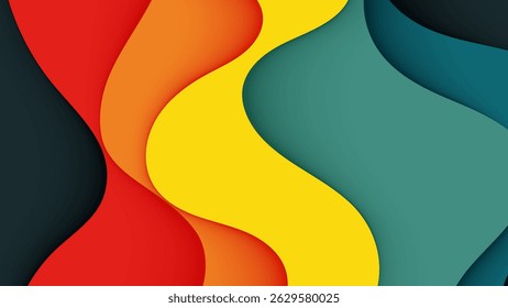 Colorful Abstract Paper Cut Background – Layered Wavy Geometric Design in Bold Modern Colors