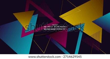 Colorful abstract paper cut triangle pattern background in purple and blue. Simple overlapping triangle design. EPS10 vector.