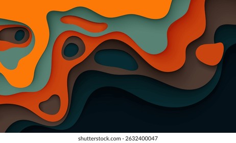 Colorful Abstract Papercut Layered Background with Vibrant 3D Waves