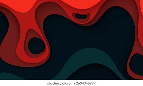 Colorful Abstract Papercut Layered Background with Vibrant 3D Waves