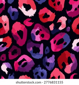 Colorful abstract pattern of animal print, specifically leopard spots. Seamless pattern as wallpaper or fabric material accessories or home decor items.