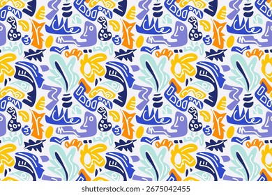 Colorful Abstract Pattern Featuring Unique Shapes and Organic Fo