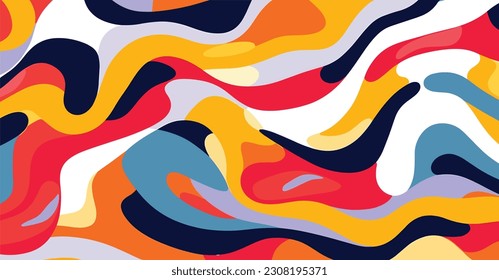 colorful abstract pattern on a background, in the style of bold outlines, flat colors, white background, flowing forms, bold primary colors, reef wave, modular patterns, bold patterns