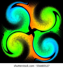 colorful abstract pattern on a black background. vector illustration