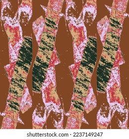 Colorful abstract pattern on brown background. Structured seamless repeatable vector design.