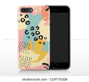 Colorful Abstract Pattern on Phone Case Template : Vector Illustration