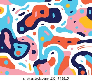 colorful abstract pattern with colorful shapes, in the style of bold calligraphic marks, simplistic vector art, rounded, mordecai ardon, sopheap pich