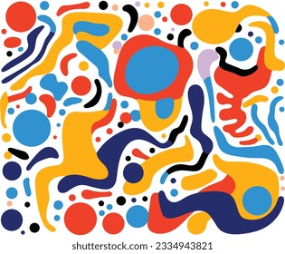 colorful abstract pattern with colorful shapes, in the style of bold calligraphic marks, simplistic vector art, rounded, mordecai ardon, sopheap pich