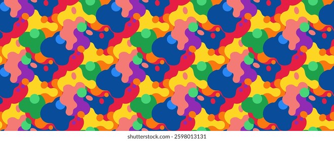 Colorful abstract pattern with smooth organic shapes in fluid art style