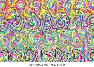 Colorful abstract patterns with dynamic spiral shapes and curved lines, creating a strong sense of energy and movement