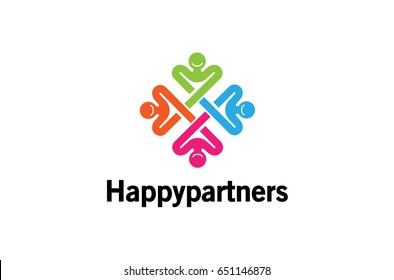 Colorful Abstract People Logo Design Illustration