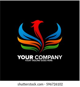 colorful abstract phoenix logo vector icon