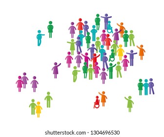 Colorful abstract pictograms showing figures happy family, group or team.
