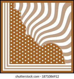 Colorful abstract polka dot with striped pattern.Vector design for scarf,fabric and textile background.
