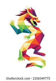 Colorful Abstract Polygon of Dragon. Colorful Low poly Illustration of Dragon. Flying Dragon Colorful Logo polygon