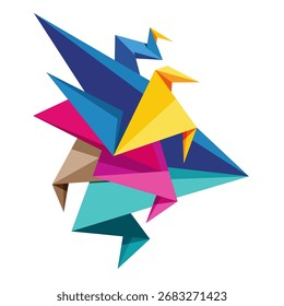 Explosión de polígono abstracto colorido con bordes afilados y estilo moderno, perfecto para el diseño digital y proyectos creativos.