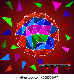 Colorful abstract polygonal sphere background. Futuristic style card. Vector illustration. Eps 10