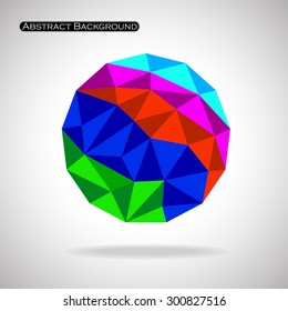 Colorful abstract polygonal sphere from triangles. Vector illustration. Eps 10