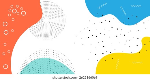 Colorful Abstract pop art paint splash background with wave pattern. geometric vector design of trendy Memphis 80s-90s style