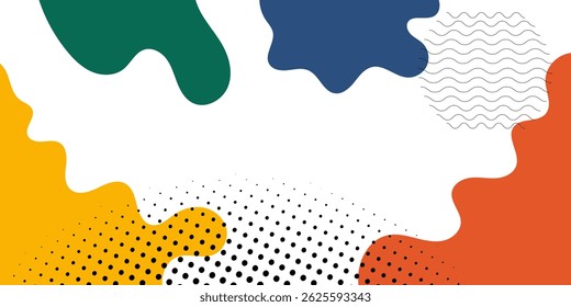 Colorful Abstract pop art paint splash background with wave pattern. geometric vector design of trendy Memphis 80s-90s style