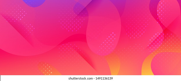 Colorful Abstract Poster. Futuristic Gradient. Minimal Concept. Neon Flow Brochure. 3d Fluid Shapes. Multicolor Movement Illustration. Pink Minimal Pattern. Red Dynamic Waves. 3d Fluid Banner.