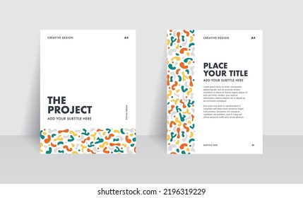 Colorful abstract presentation vector A4 vertical orientation front page. Corporate report cover abstract shapes. Company identity brochure template.