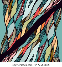 Colorful abstract print with fantasy ornament.