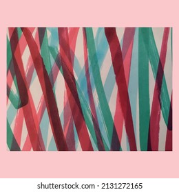 Colorful Abstract Print. Abstract Printable Painting. Hand Made Brush Painting. Pink Red Vector Art. Pink Green Blue Abstract Vector Background. Hand Drawn Texture For Stories. 