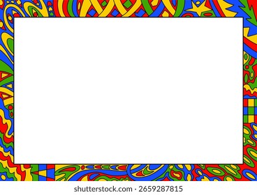 Colorful Abstract Psychedelic Geometric Frame Illustration