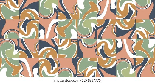 Colorful abstract psychedelic pattern, vintage psychedelic background, editable pattern