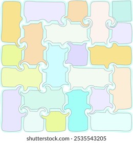 Colorful abstract puzzle pattern with pastel colored spaces.