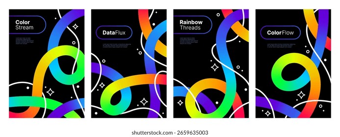 Padrão de fundo de vetor de linhas de gradiente abstrato colorido para dados digitais modernos e design de conceito de tecnologia.