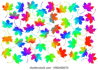 Colorful abstract rainbow leaves pattern 