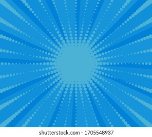 Colorful Abstract Rays Background. Blue tones. Vector illustration in retro comic style