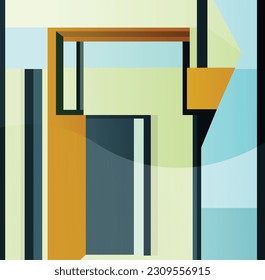 Colorful abstract rectangle background with lines and soft colors