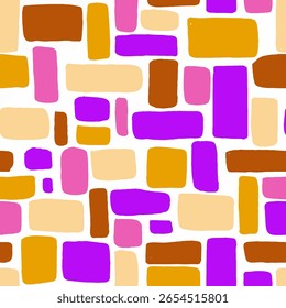 Colorful Abstract Rectangular Seamless Pattern, Perfect for textile design, creative backgrounds, or decorative art