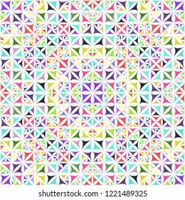 Colorful abstract repeating curved triangle mosaic kaleidoscope pattern wallpaper - ethnic vector background graphic