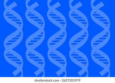 Colorful abstract representation of DNA strands against a blue background showcasing scientific concepts and genetic themes