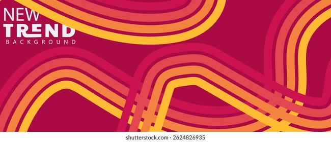 Colorful abstract rerto background featuring vibranti lines in warm and cool tones, wave line abstract background