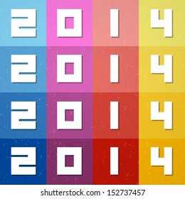 Colorful Abstract Retro Vector Happy New Year 2014 Background 