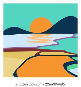 Colorful abstract rice field vector design