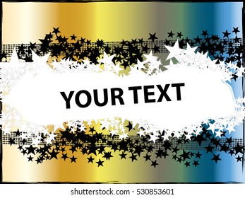 Colorful abstract rock and roll based design with stars and grunge background