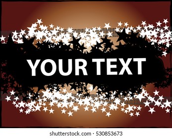 Colorful abstract rock and roll based design with stars and grunge background